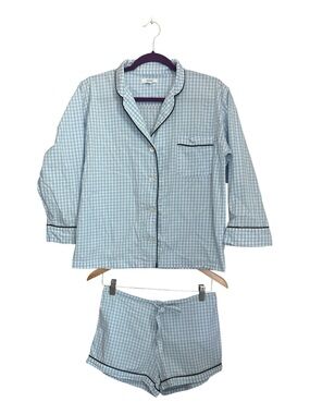 Marigot Blue Check Short Maya Pajama Set Size XS